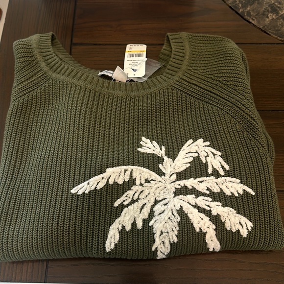 NWT Tommy Bahama Breezy Palm Tree Crew Cotton Blend Pullover Statement Sweater - Picture 6 of 7